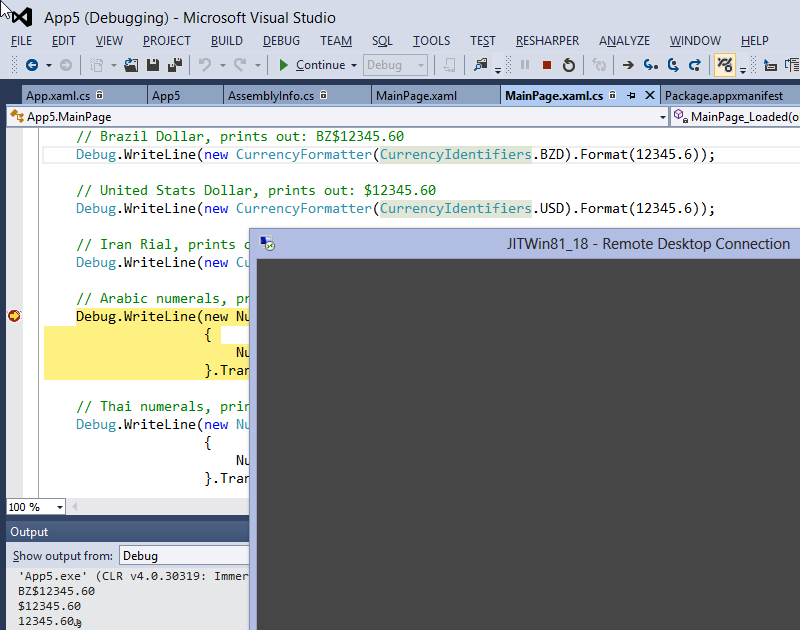 Debuggin Win8.1 apps in VS2012 Debuggin Win8.1 apps in VS2012