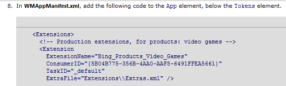 Search Extensiblity changes in WmAppManfiest