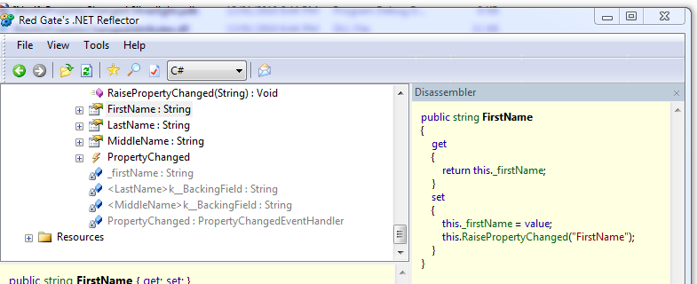 FirstName C# Reflector