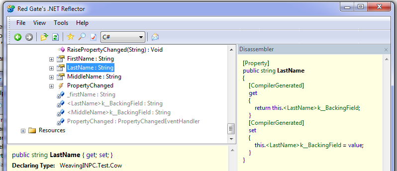 LastName C# Reflector