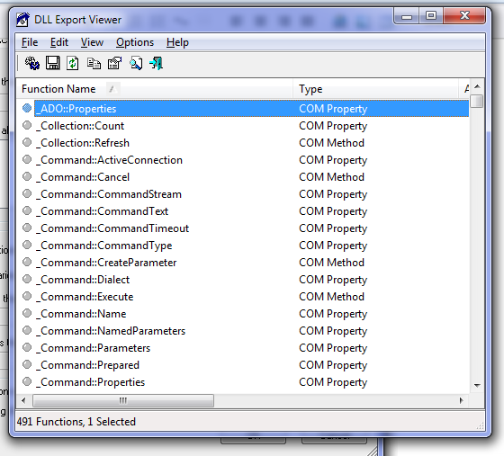 DLL Export View for ADO ODBC