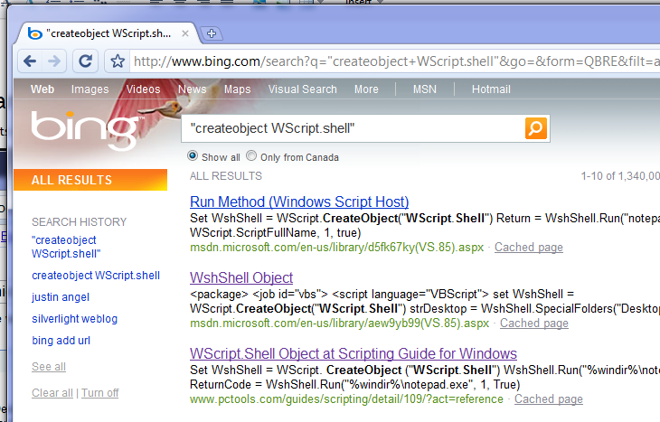 Bing Search Results for: CreateObject WScript.Shell