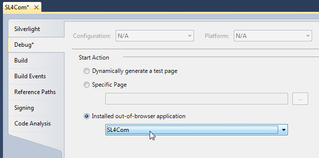 Select debugging OOB SL4 Apps