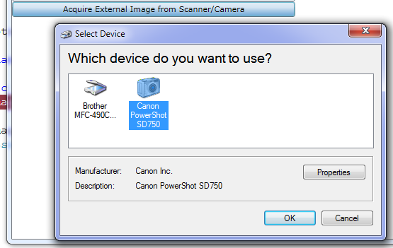 Device Selection Dialog