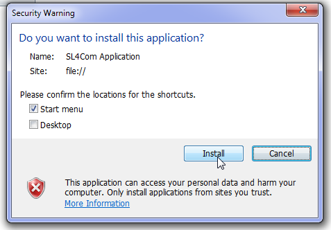 Security Warning when installing OOB app