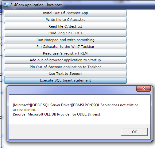 SQL connection exception