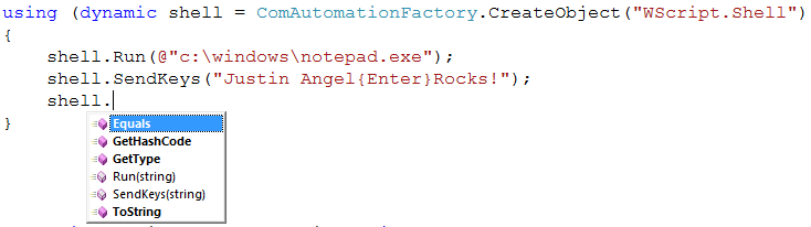 Resharper Intellisense for Run and SendKeys after being used