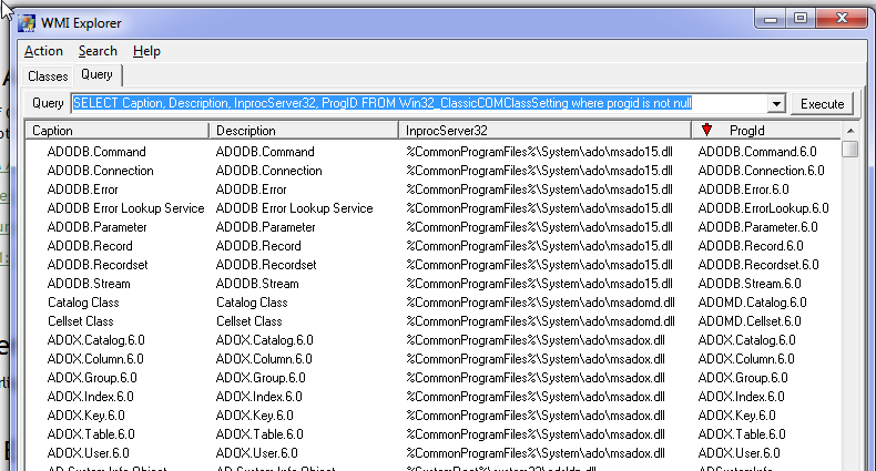 WMI Explorer Print Screen