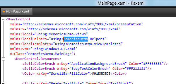 Memories MainPage.xaml source code Memories MainPage.xaml source code