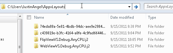 Print screen of the C:\Users\JustinAngel\AppxLayouts folder Print screen of the C:\Users\JustinAngel\AppxLayouts folder