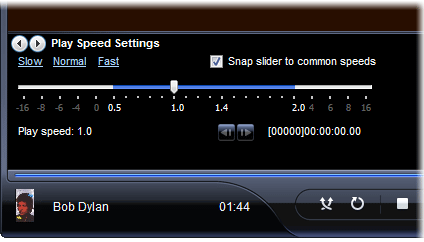 Windows Media Player, Play Speed Controls