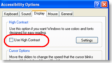 Windows "High Contrast" mode