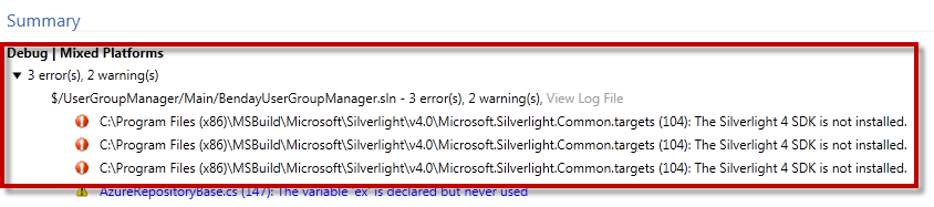 TFS2010 Build error when Build Agent is Auto. Image courtesy of Benjamin Day.