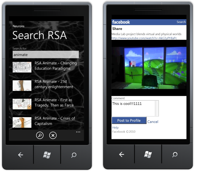 Search Page and Facebook Share