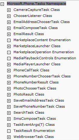 WP7 Tasks List from MSDN