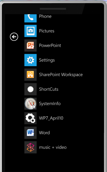 Navigating to the SystemInfo program